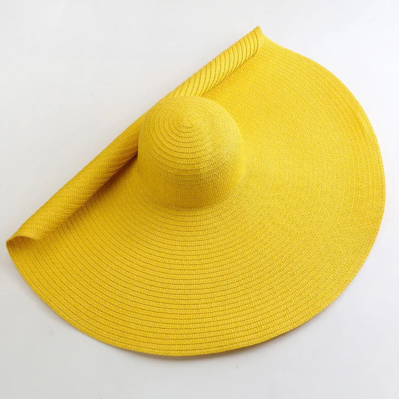 WIDE-BRIMMED STRAW SUN HAT