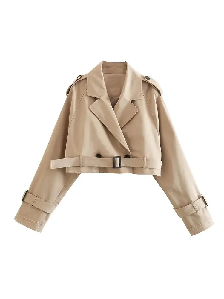 CROPPED DOUBLE-BREASTED TRENCH JACKET