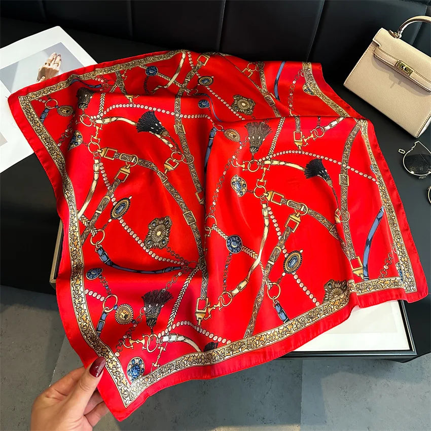 LUXURY CHAIN PRINT SILK-LIKE SCARF