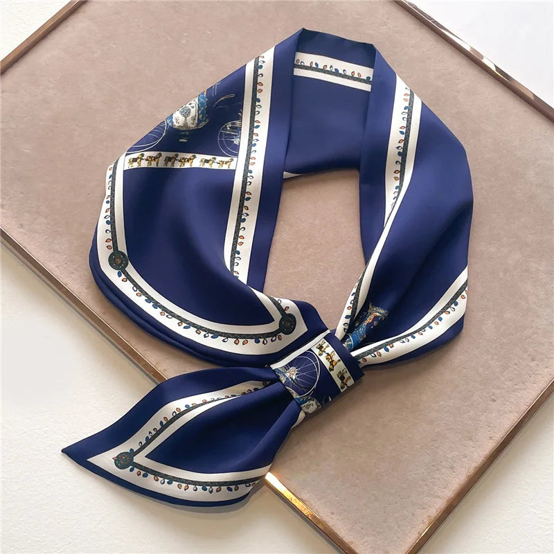 SATIN SILK PRINT NECKERCHIEF SCARF