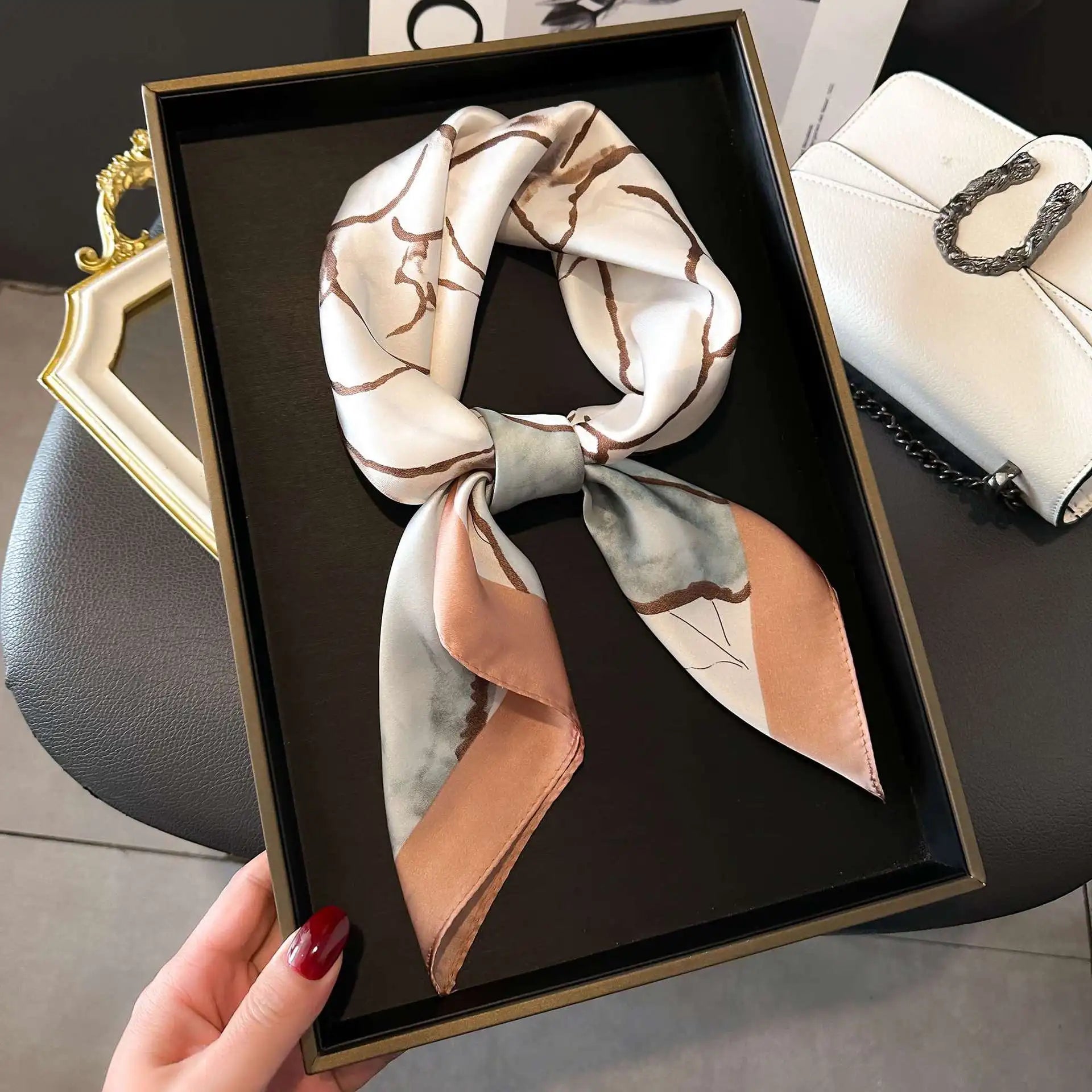 NORDIC STYLE FAUX SILK SQUARE SCARF