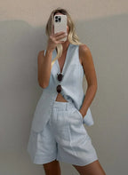 WOLFEEL CASUAL COTTON AND LINEN SET - VEST AND SHORTS Test