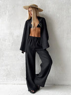 CASUAL LAPEL BLOUSE AND PANTS SET SOLELII