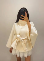 VINTAGE CAPE JACKET WITH BELT SOLELII