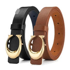 WOMEN’S THIN LEATHER BELT WITH MOON BUCKLE SOLELII