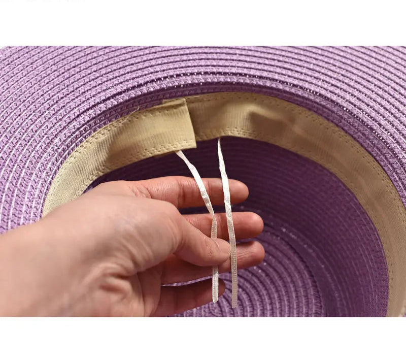 WOMEN’S STRAW SUN HAT WITH FLAT BRIM & RIBBON