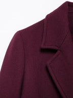 LONG BURGUNDY DOUBLE-BREASTED WOOL COAT SOLELII