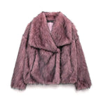 FAUX FUR COAT WITH LAPEL COLLAR SOLELII