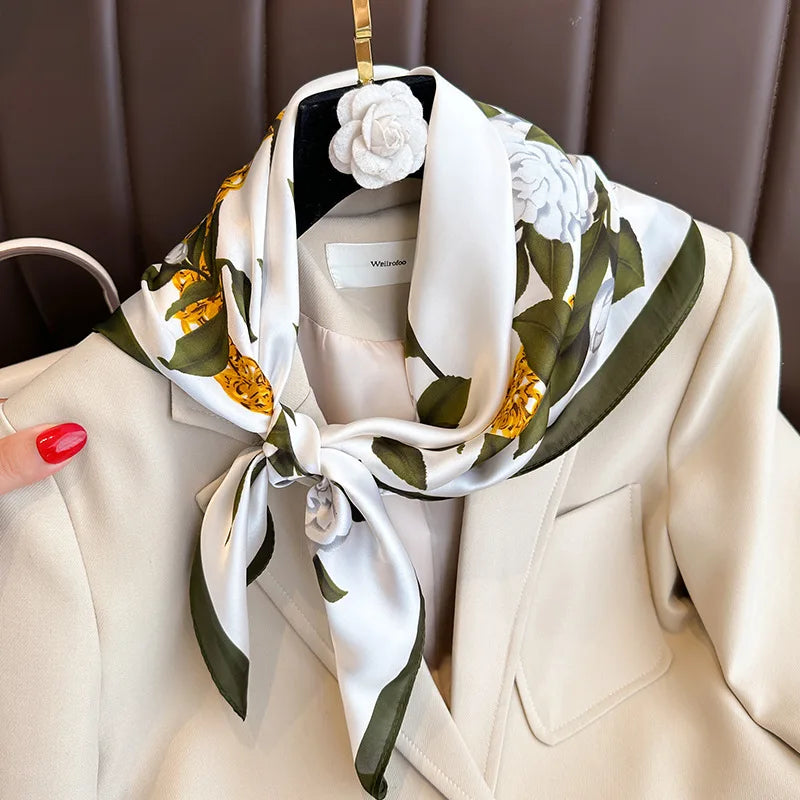 LUXURY PLAID SILK-LIKE SQUARE SCARF