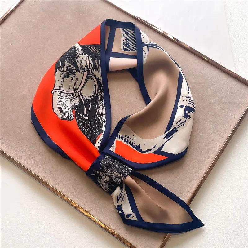 SATIN SILK PRINT NECKERCHIEF SCARF