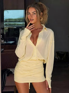 SHEER PATCHWORK MINI BODYCON DRESS SOLELII