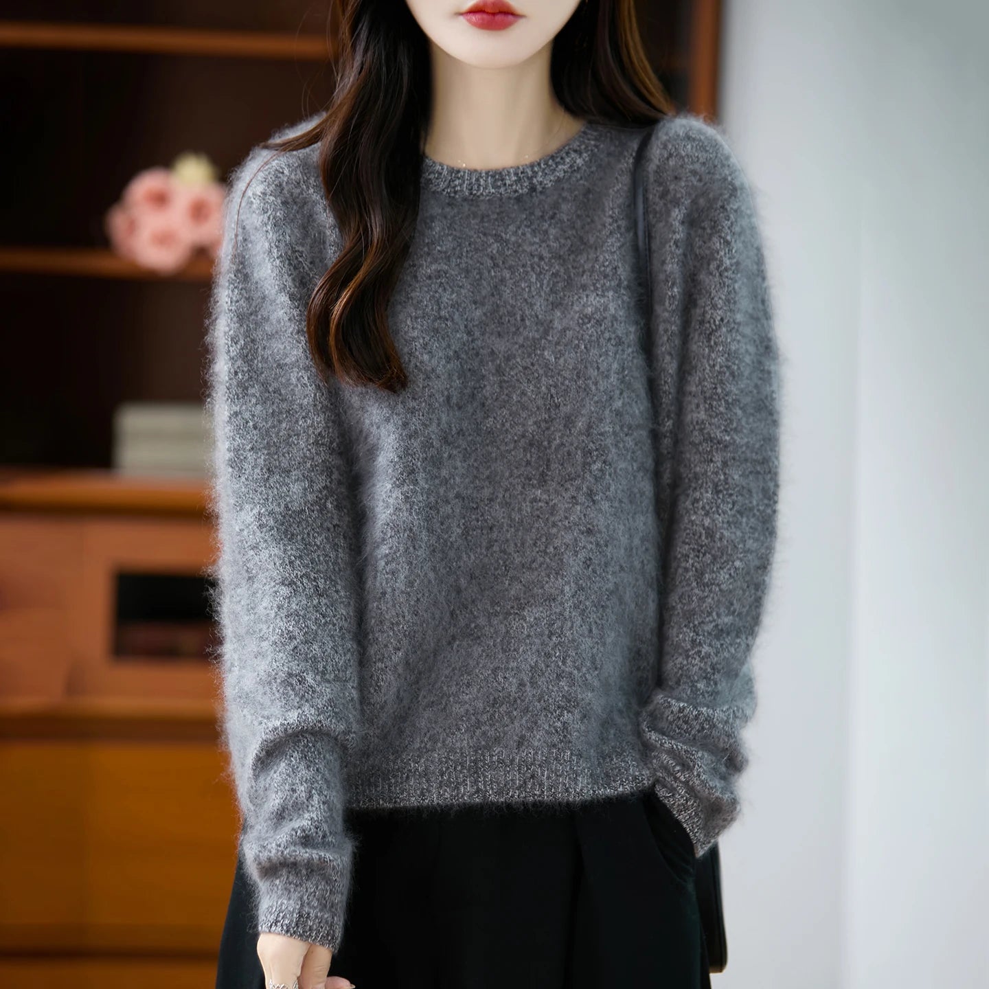 LONG SLEEVE PURE WOOL SWEATER