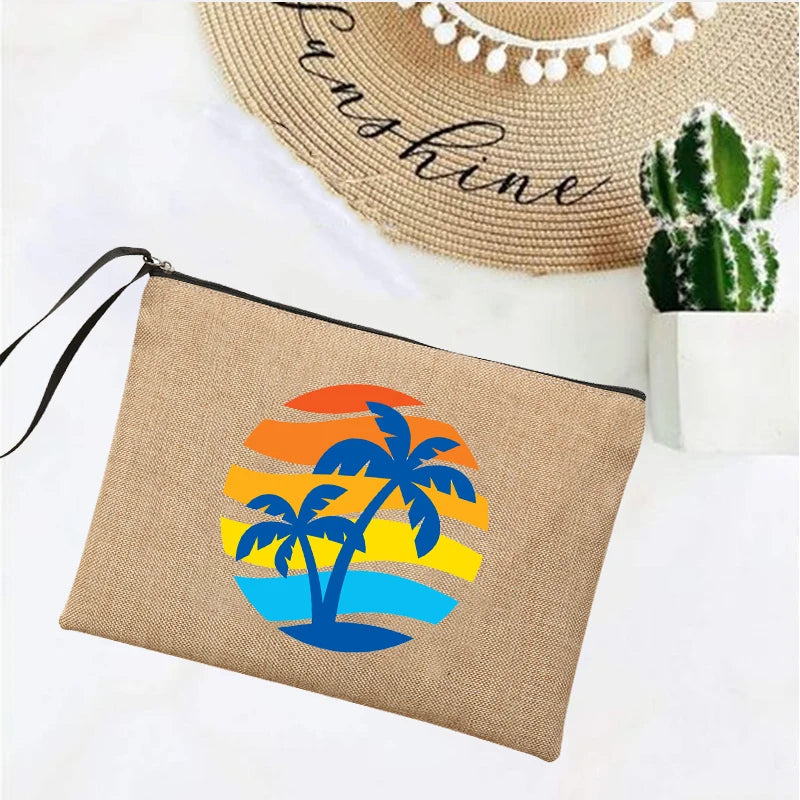 LINEN TRAVEL CLUTCH WITH ZIPPER