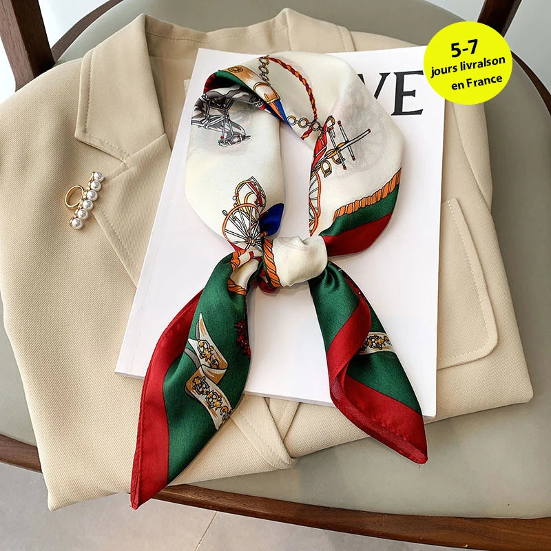 LUXURY PLAID SILK-LIKE SQUARE SCARF