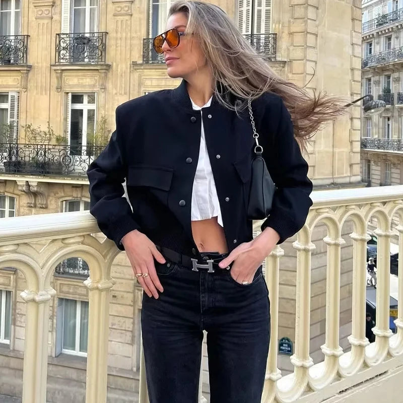 WOMEN'S CROPPED BOMBER JACKET