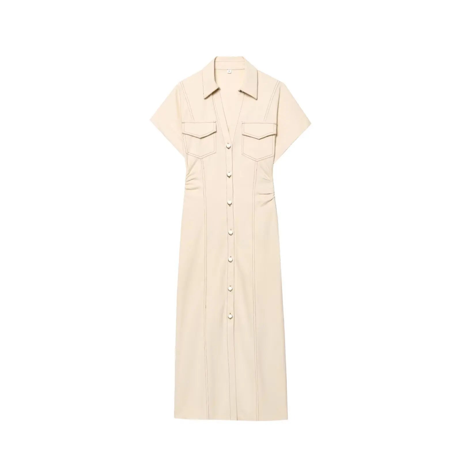 ELEGANT JEANS MIDI DRESS WITH NECKLINE