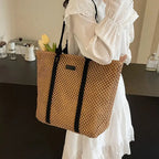 SUMMER STRAW BAG WITH SHOULDER STRAP AND LARGE CAPACITY SOLELII