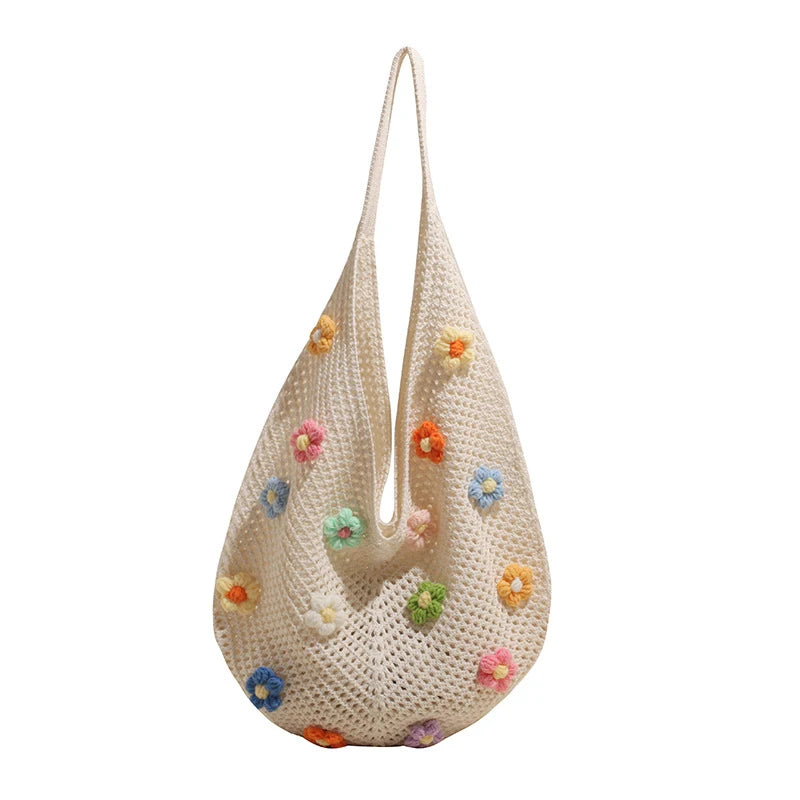 BOHEMIAN KNIT STRAW ZIPPER TOTE