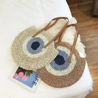 WOVEN ROUND STRAW ZIPPER BAG SOLELII
