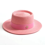 WOMEN’S STRAW SUN HAT WITH FLAT BRIM & RIBBON Test