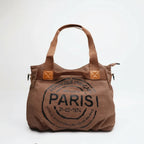 LETTER PRINT CANVAS TOTE BAG SOLELII