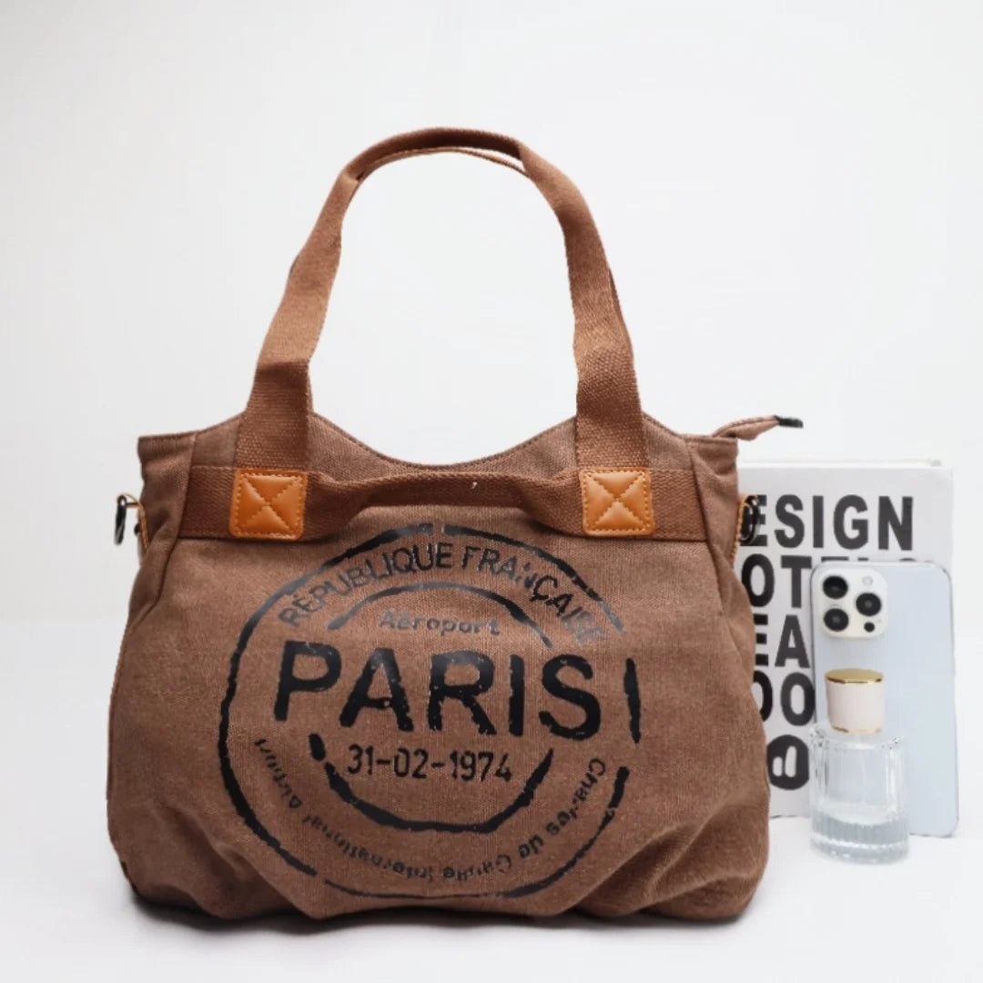 LETTER PRINT CANVAS TOTE BAG