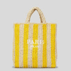 STRIPED STRAW WOVEN TOTE BAG SOLELII