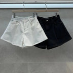 REALEFT SHORTS JEANS A-LINE WHITE SOLELII