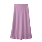 WOMEN’S HIGH WAIST SATIN MIDI SKIRT SOLELII