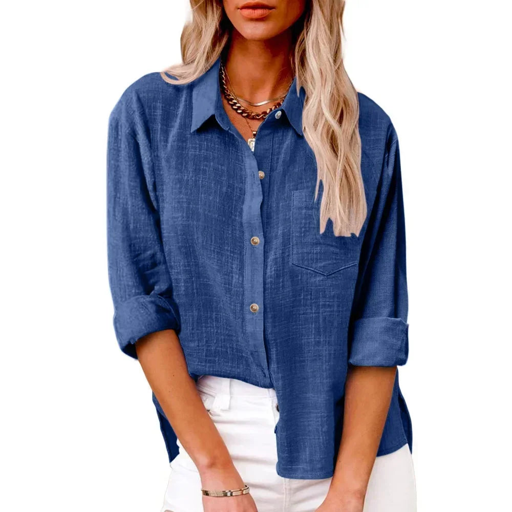 COTTON LINEN LONG SLEEVE TOP