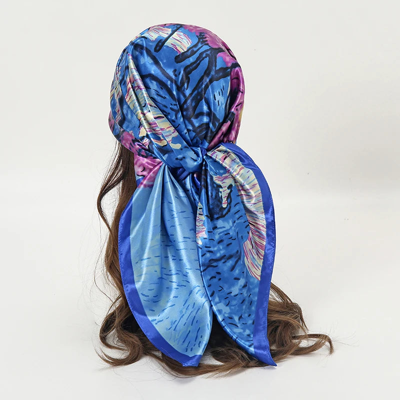 SATIN PRINT MULTIFUNCTIONAL SQUARE SCARF