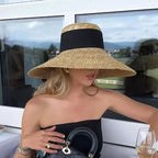 STRAW HAT WITH LACE BAND AND WIDE BRIM Test