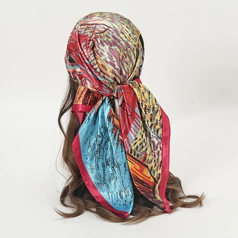 SATIN PRINT SQUARE SCARF