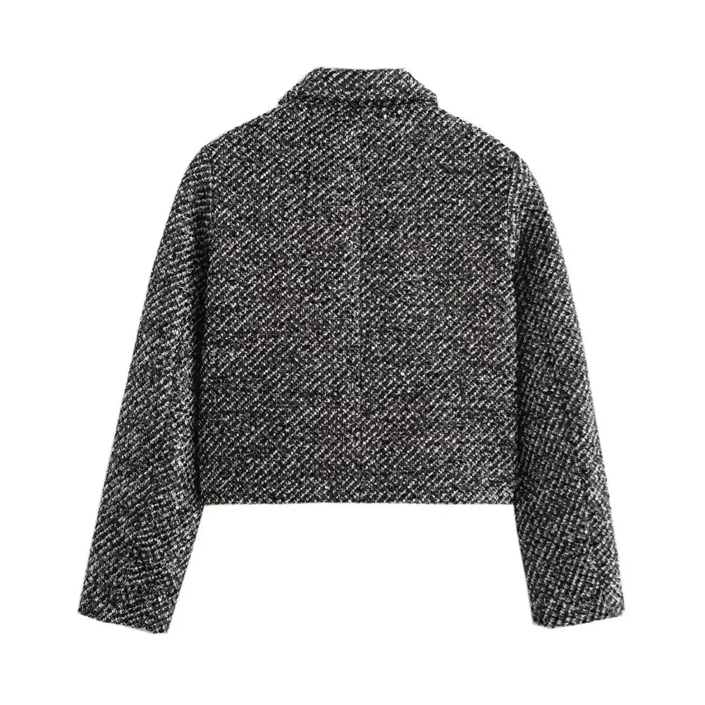 WOMEN’S TEXTURED SHORT JACKET WITH PEARL DETAILS SOLELII