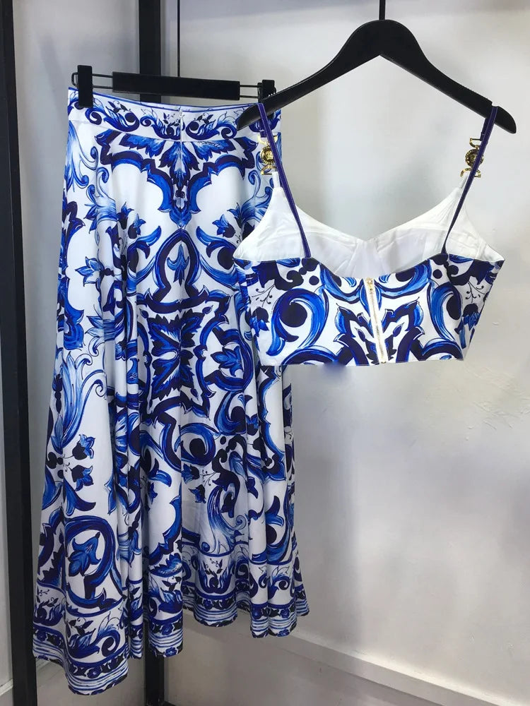 BOHEMIAN BLUE AND WHITE PORCELAIN 2 PIECES SET