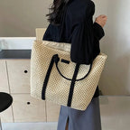 SUMMER STRAW BAG WITH SHOULDER STRAP AND LARGE CAPACITY SOLELII