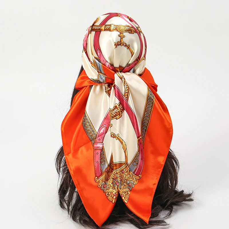 SATIN PRINT MULTIFUNCTIONAL SQUARE SCARF