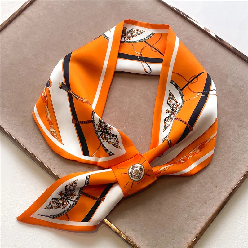 SATIN SILK PRINT NECKERCHIEF SCARF