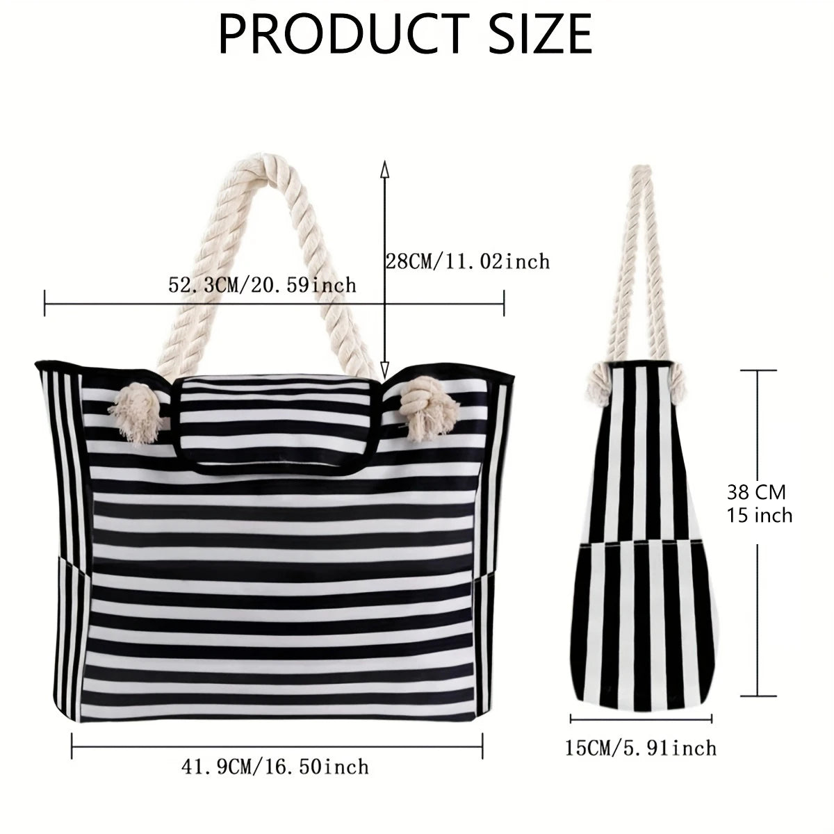 STRIPED BEACH BAG, FOLDABLE, LIGHTWEIGHT AND WATER RESISTANT