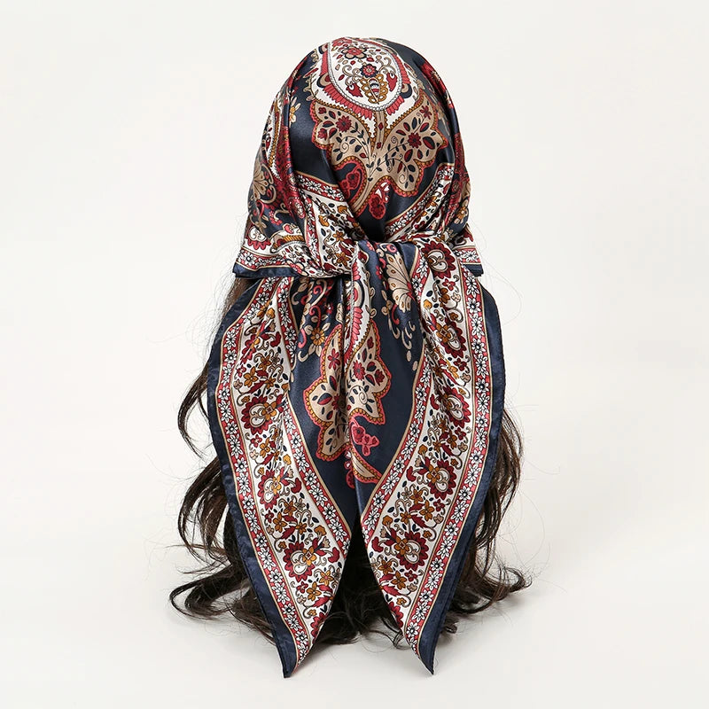 SATIN PRINT MULTIFUNCTIONAL SQUARE SCARF