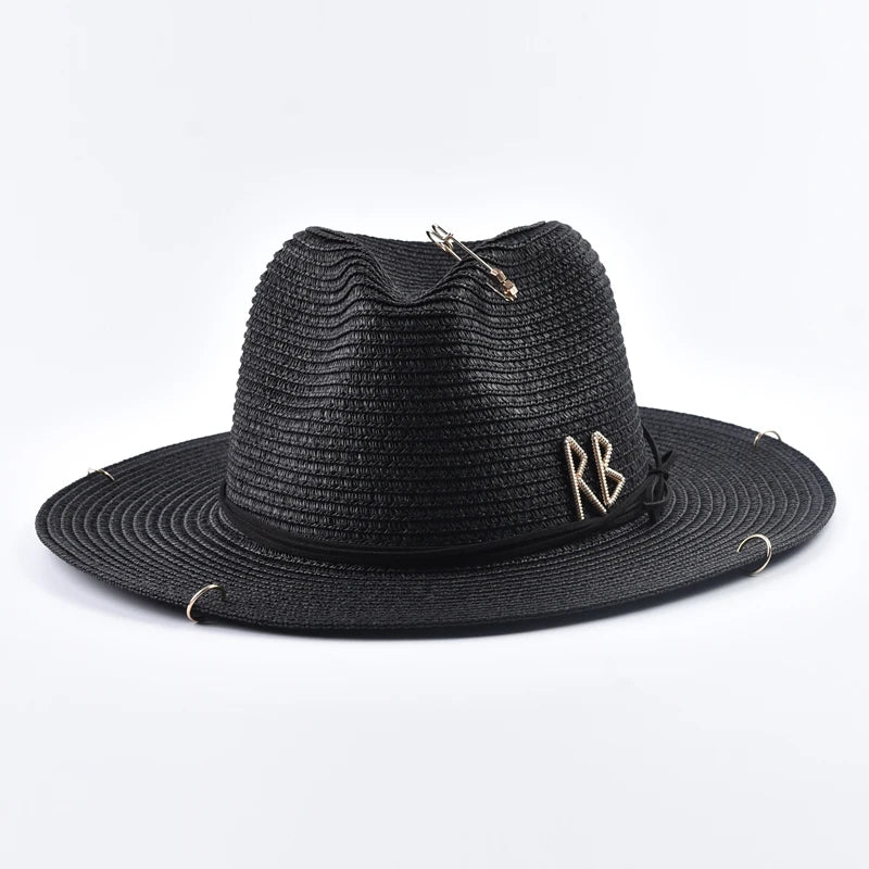 SUMMER STRAW HAT WITH LETTER