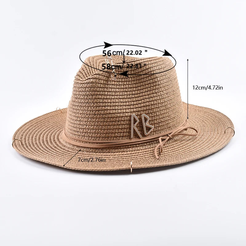 SUMMER STRAW HAT WITH LETTER