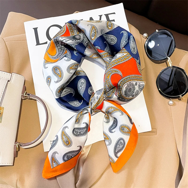 LUXURY PLAID SILK-LIKE SQUARE SCARF
