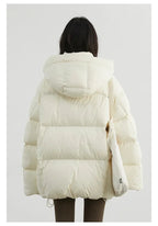 WOMEN’S HOODED DOWN PUFFER JACKET WHITE DUCK DOWN SOLELII