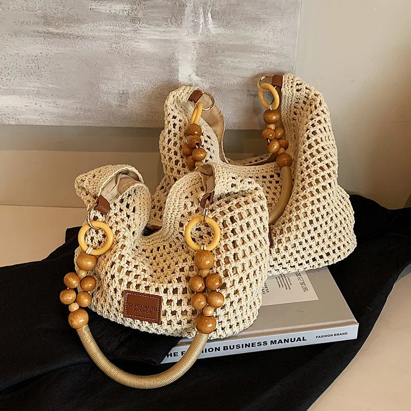KNIT MESH BUCKET SHOULDER BAG