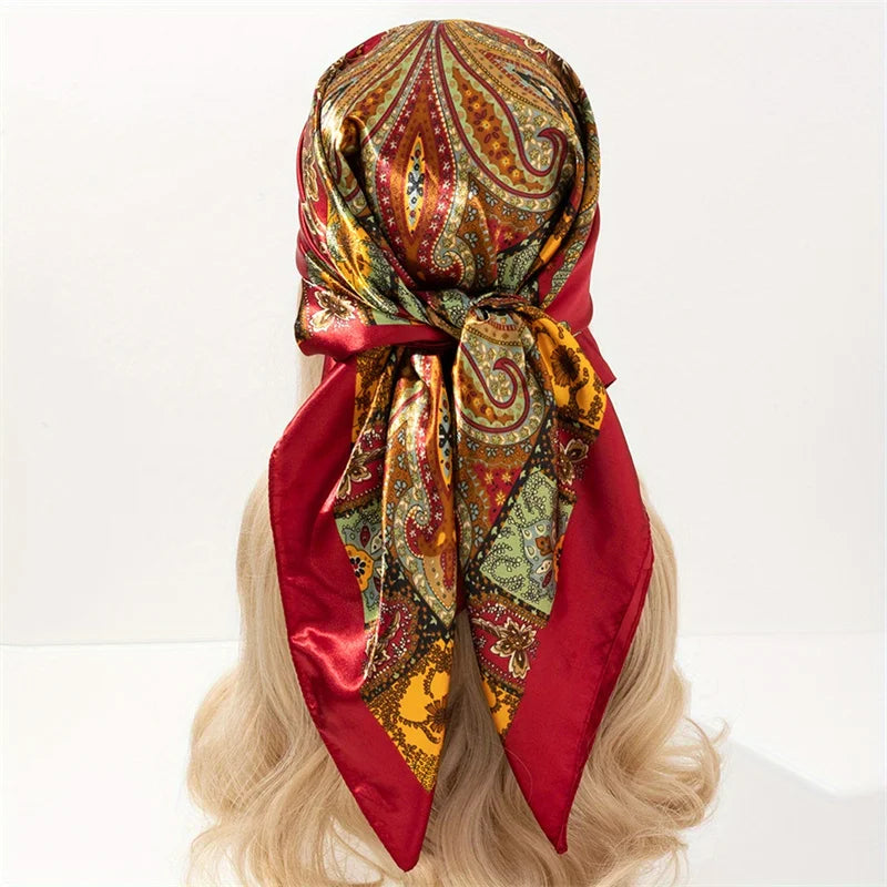 SATIN PRINT MULTIFUNCTIONAL SQUARE SCARF