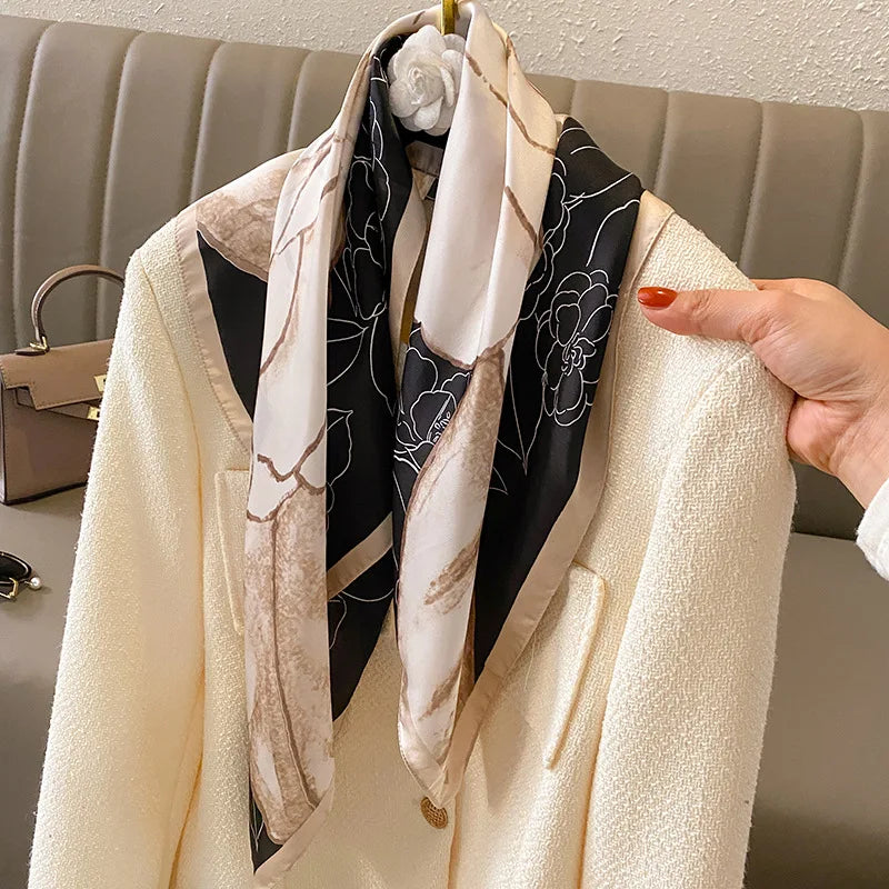 LUXURY PLAID SILK-LIKE SQUARE SCARF