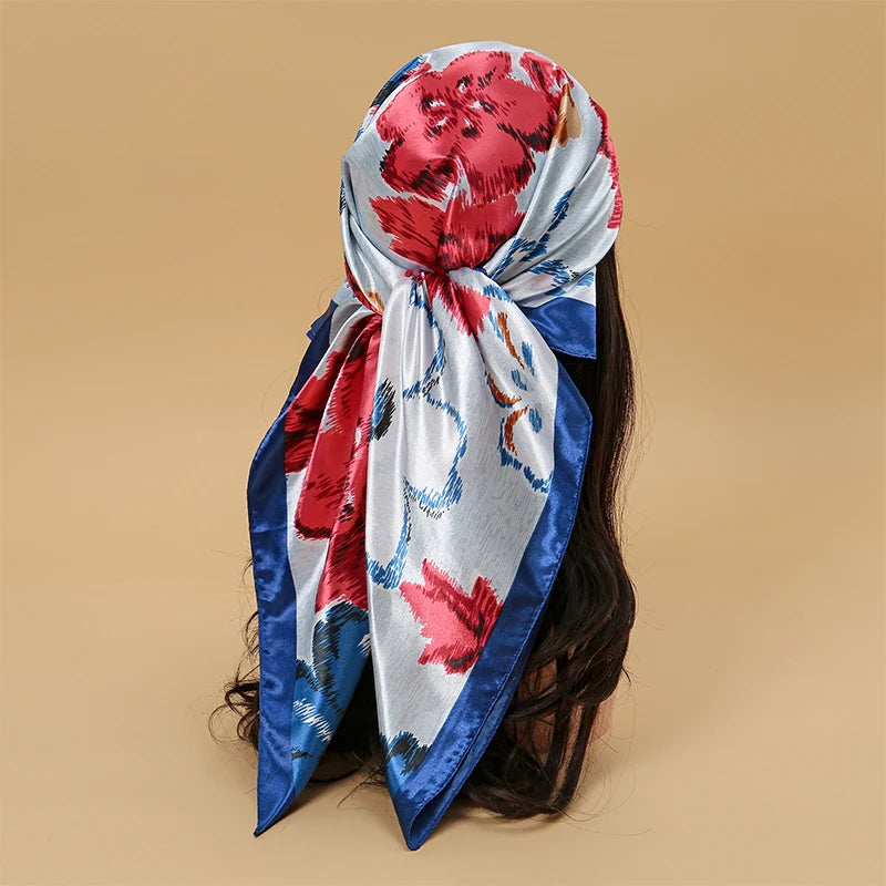 SATIN PRINT MULTIFUNCTIONAL SQUARE SCARF