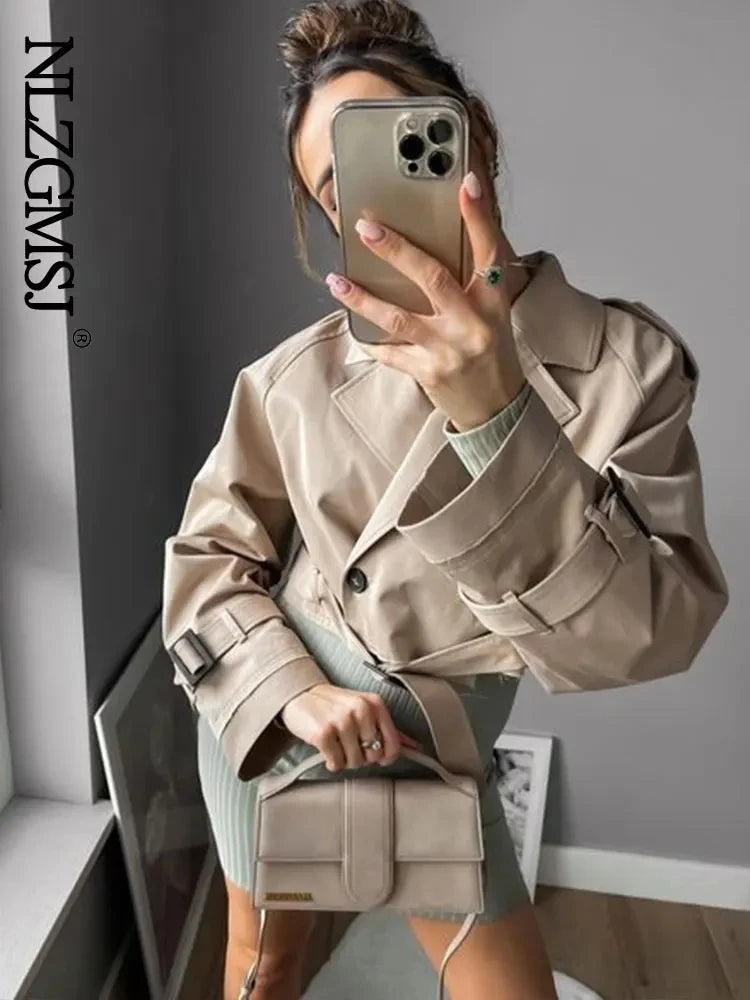 CROPPED DOUBLE-BREASTED TRENCH JACKET