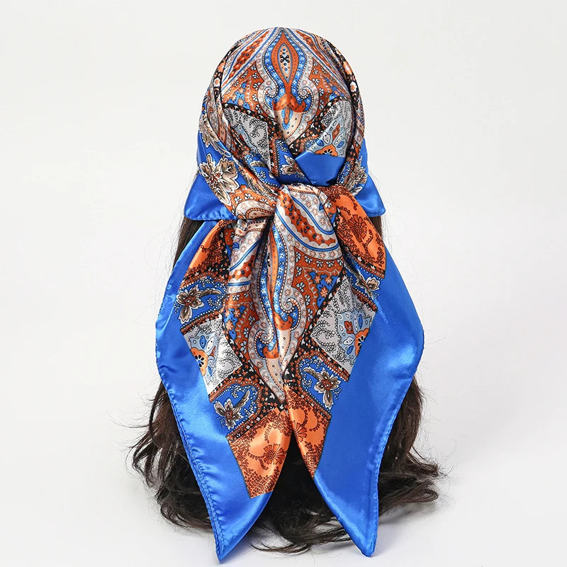 SATIN PRINT MULTIFUNCTIONAL SQUARE SCARF
